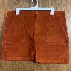 Burnt orange corduroy mini skirt